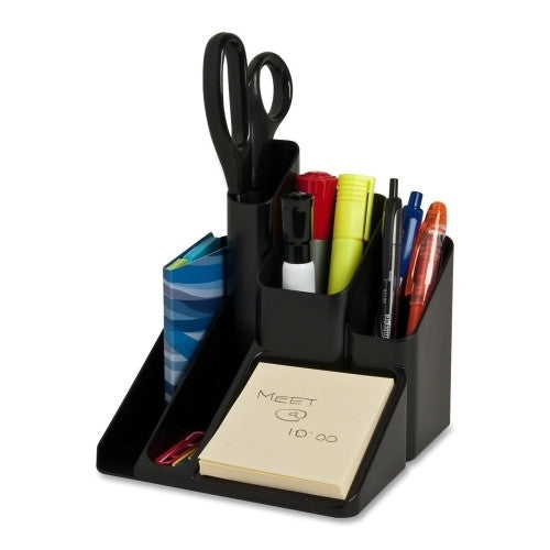 Sparco Products Desk Organizer, 5 Compartments, 6"x6"x6", Black