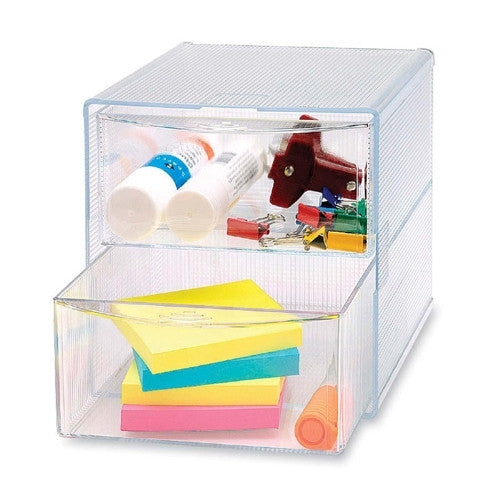 Sparco Products Storage Organizer, 2 Drawer, 6"x6"x6", Clear