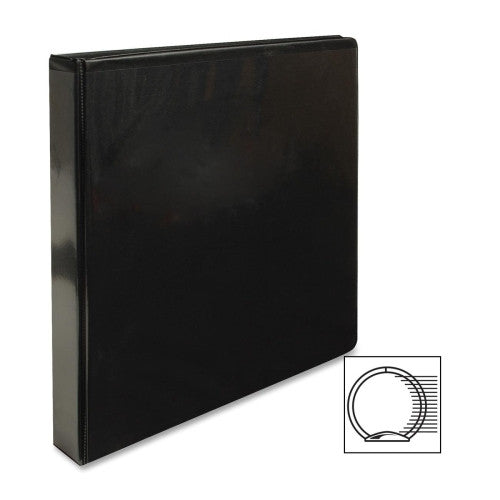 Business Source View Binder, w/ 2 Inside Pockets, 1" Capacity, Black