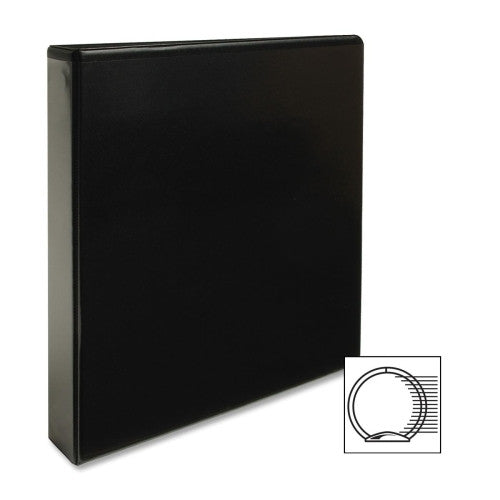 Business Source View Binder, w/ 2 Inside Pockets, 1-1/2" Capacity, Black