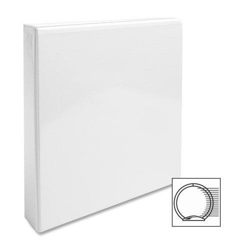 Business Source View Binder, w/ 2 Inside Pockets, 1-1/2" Capacity, White