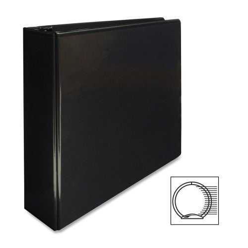 Business Source View Binder, w/ 2 Inside Pockets, 3" Capacity, Black