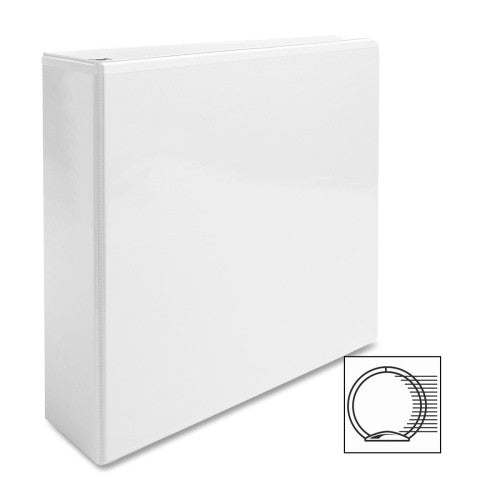 Business Source View Binder, w/ 2 Inside Pockets, 3" Capacity, White