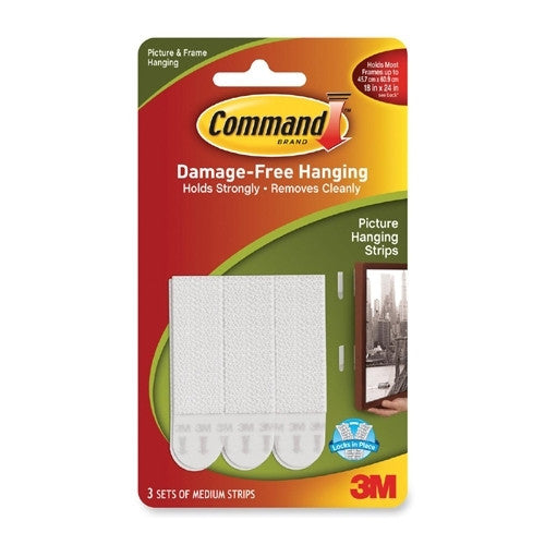 3M Commercial Office Supply Div. Hanging Strips,w/Command Adhesive,3/4"x2",3/PK,WE