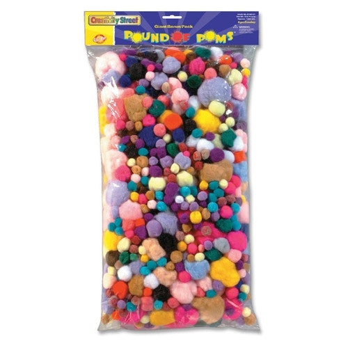 Chenille Kraft Company Pound of Poms, Assorted Size and Color