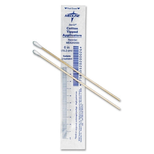 Medline Industries, INC. Cotton Tip Applicator, 6", Nonsterile, 1000/BX, White