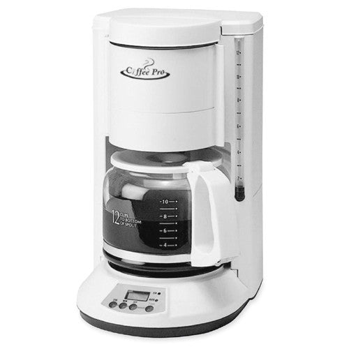 CoffeePro Automatic Coffeemaker, 12-Cup, 8"x8-1/2"x13", White