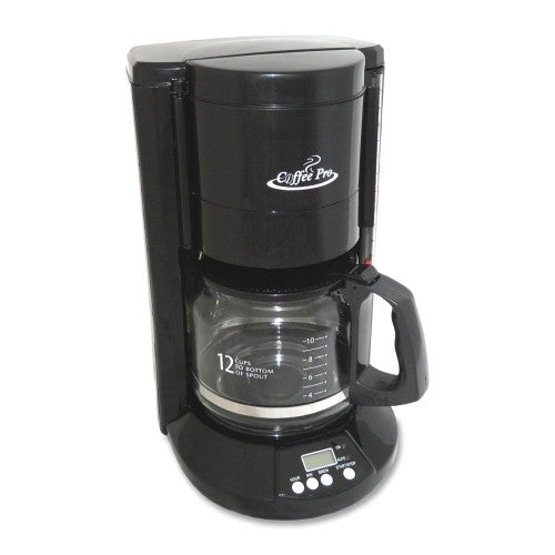 CoffeePro Coffeemaker, 12-Cup, 10"x9"x14", Black