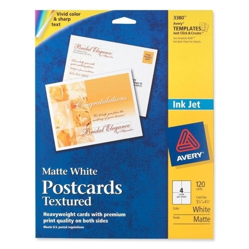 Avery Consumer Products Post Cards,Textured,Card Size 4-1/4"x5-1/2",Matte,120/BX,WE