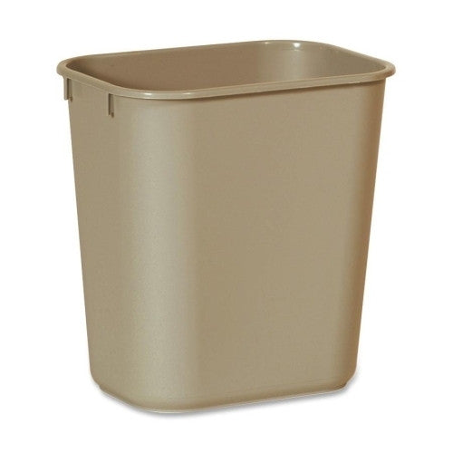 Rubbermaid Commercial Products Rectangular Wastebasket,13 Qt,8-1/4"x11-3/8"x12-1/8",Beige