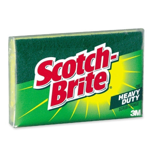 3M Commercial Office Supply Div. Scrub Sponge, Hvy Duty, 4-1/2"x2-3/4", YW/GN