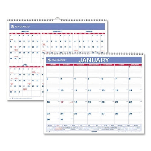 At-A-Glance Monthly Wall Calendar, 1MPP, 12-Month, Jan-Dec, 15"x12"