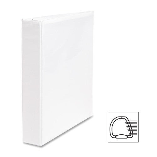 Business Source D-Ring Binder, w/ Pockets, 1-1/2" Capacity, White