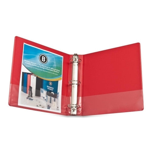 Business Source Round Ring Binder, w/ Pockets, 2"