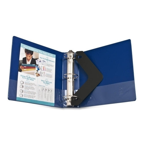 Business Source Round Ring Binder, w/ Pockets, 3", Dark Blue