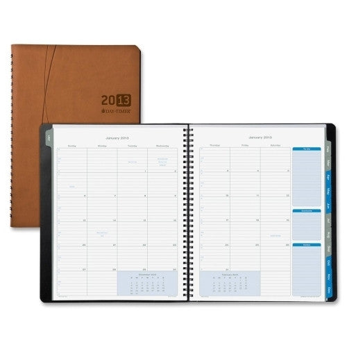 Monthly Planner, Notebook, 8-1/2"x11", Brown