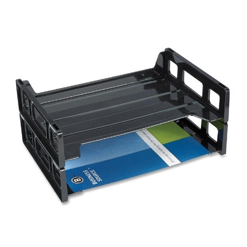 Business Source Stacking Tray, Side Load, 8-9/10"x13-1/5"x2-9/10", Black