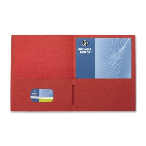 Business Source 2-Pocket Folders, 125 Sh. Cap., 11"x8-1/2", 25/BX, RD