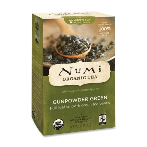 NUMI Organic Tea Green Tea, Organic, 18 Bags/BX, Gunpowder Green