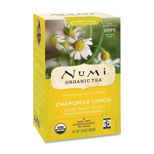 NUMI Organic Tea Herbal Tea, Organic, 18 Bags/BX, Chamomile Lemon