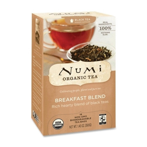 NUMI Organic Tea Black Tea, Organic, 18 Bags/BX, Breakfast Blend