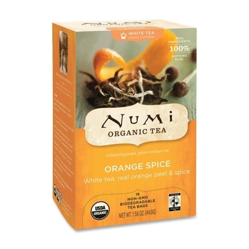 NUMI Organic Tea White Tea, Organic, 16 Bags/BX, Orange Spice