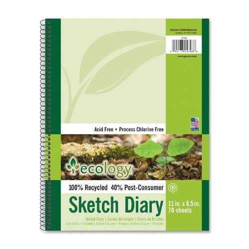 Pacon Corporation Sketch Diary, 60lb., 70SH/PD, 11"x8-1/2", White