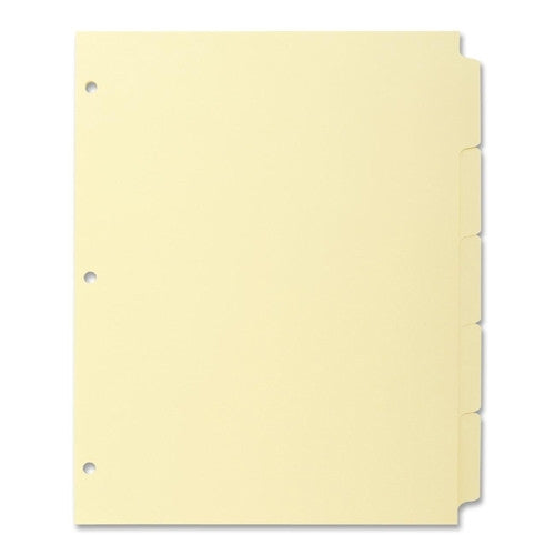 Business Source Plain Tab Indexes,3HP,5-Tab,11"x8-1/2",36 Sets/BX,Canary