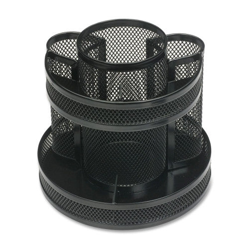 Business Source Rotary Organizer, Mesh, 6-5/8"x6-5/8"x6-5/8", Black