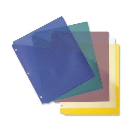 Business Source Binder Pockets, Poly, H/20 Shts, 8-1/2"x11",5/PK, Assorted