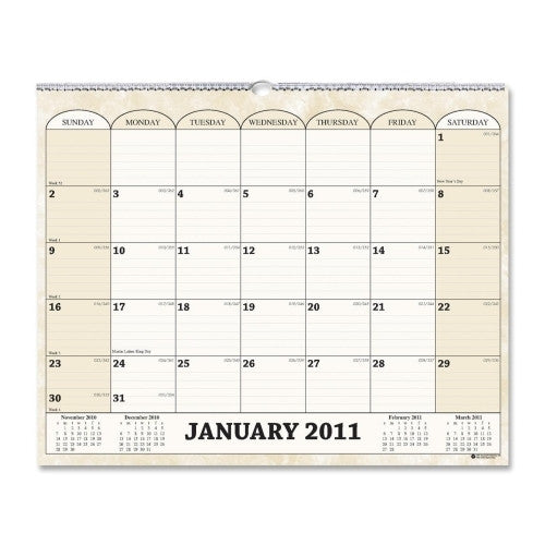 House of Doolittle Wall Calendar, Horizontal, Jan/Dec, 14-7/8"x12", Cream