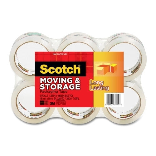 3M Commercial Office Supply Div. Moving/Storage Tape, 1-7/8"x54.6 Yds., 6 Rolls/PK, Clear