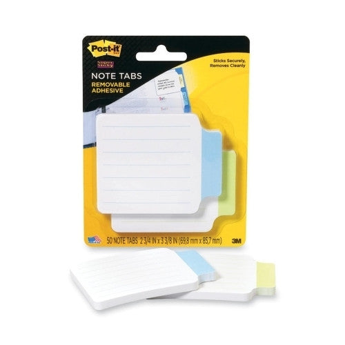 3M Commercial Office Supply Div. Note Tabs, 3-3/8"x2-3/4", 50/PK , Green/Blue