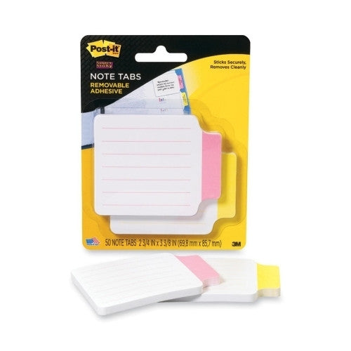 3M Commercial Office Supply Div. Note Tabs, 3-3/8"x2-3/4", 50/PK, Red/Yellow