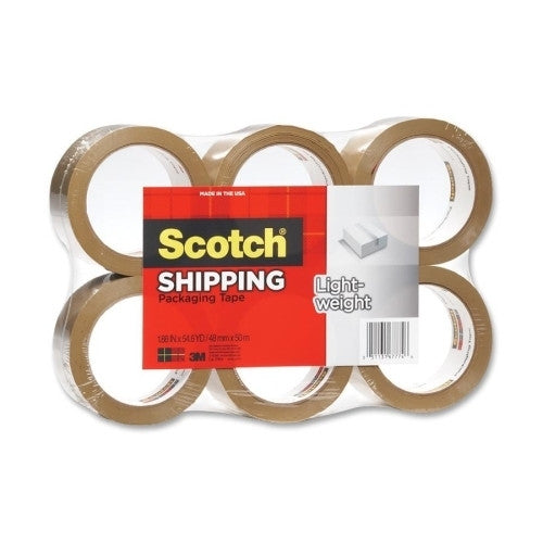 3M Commercial Office Supply Div. Packing Tape, 1-7/8"x54.6 Yds., 3" Core, 6/PK, Tan