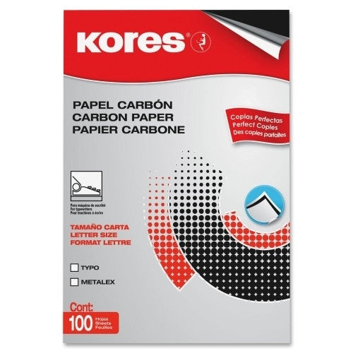 Industrias Kores Carbon Paper, Typewriter, 8-1/2"x11", 100/SH, Black