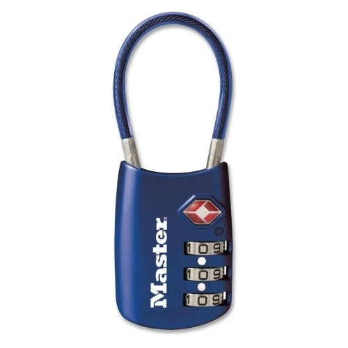 Master Lock Company Cable Lock, Combination, 1-1/8", Blue