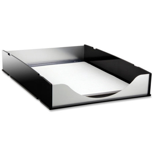 Kantek Letter Tray, Aluminum, Black/Acrylic