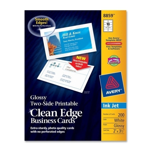 Avery Consumer Products Business Cards,Inkjet,2-Sided,Glossy,2"x3-1/2",200/PK,WE