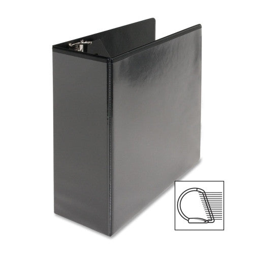 Business Source D-Ring View Binder, 4" Capacity, 11x8-1/2", Black