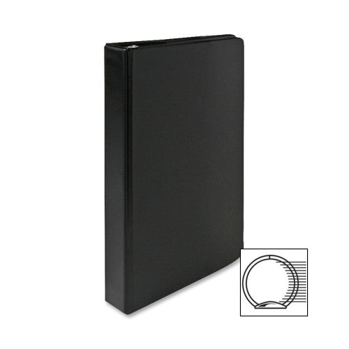 Business Source Round Ring Binder, 1" Capacity, 8-1/2"x5-1/2", Black