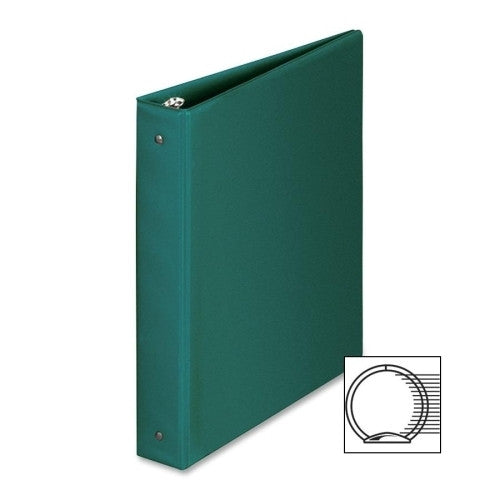 Business Source Round Ring Binder, 1-1/2" Capacity, 11"x8-1/2", Green