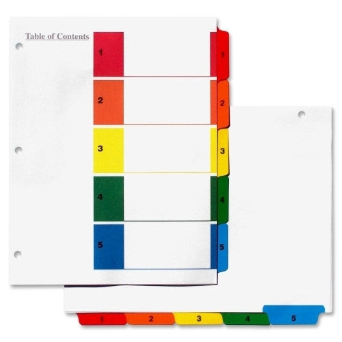 Selco Industries, Inc. Index Tab, Recycled, 1-5, 11"x8-1/2", 5/ST, Multi