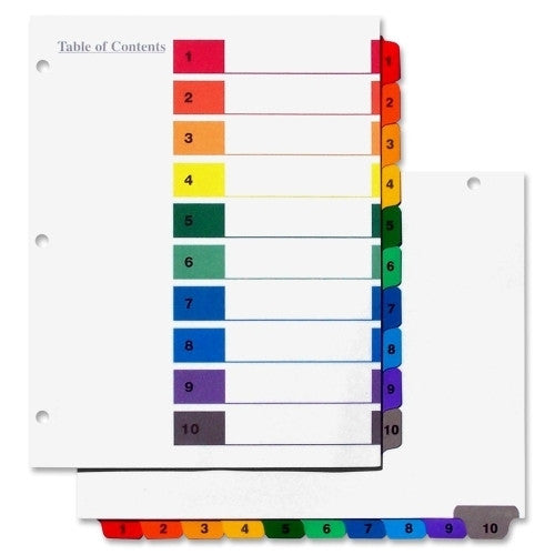 Selco Industries, Inc. Index Tab, Recycled, 1-10, 11"x8-1/2", 10/ST, Multi