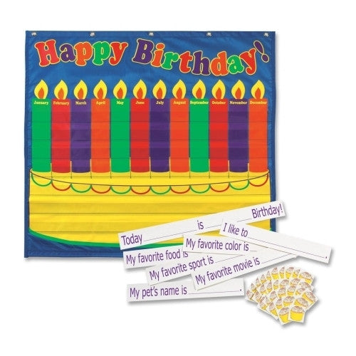 Pacon Corporation Birthday Pocket Chart, 35"x33", Blue