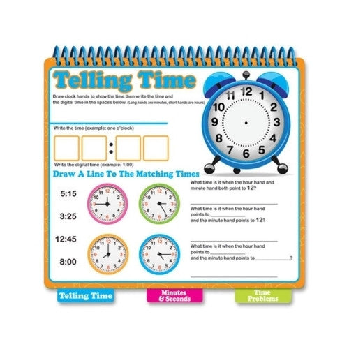 The Board Dudes Dry-Erase Learning Book, Tell Time