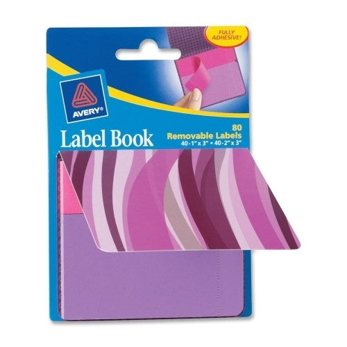 Avery Consumer Products Label Book, Wavy, 80/PK, 1"X3", NEGN/ 2"X3" NEBE