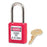 Master Lock Company Safety Padlock, Labeled, 1/4"Dx1.5" Tall Shackle, Red