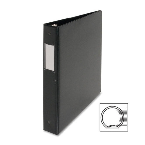 Business Source Round Ring Binder,w/Label Holder,1" Cap.,11"x8-1/2",BK