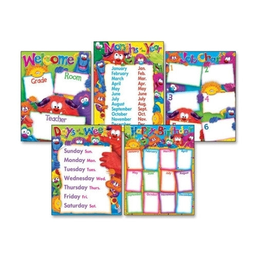 Trend Enterprises Learning Chart Combo Pack, Fury Friend, Charts, Multi